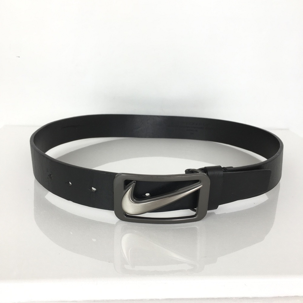 Nike Golf Large Logo Buckle Black Belt Men’s Size 34 Faux Leather - Picture 8 of 9